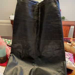 Gap leather skirt.  Shin length. A line